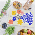 Inheritance, Flower Pot Botanical Floral, Eclectic Bohemian Concept Pop of Color, Dopamine Positivity Plants Nature Heredity Contemporary Cutting Board Gallery Image 2