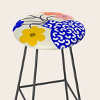 Inheritance, Flower Pot Botanical Floral, Eclectic Bohemian Concept Pop of Color, Dopamine Positivity Plants Nature Heredity Contemporary Stool Gallery Image 2