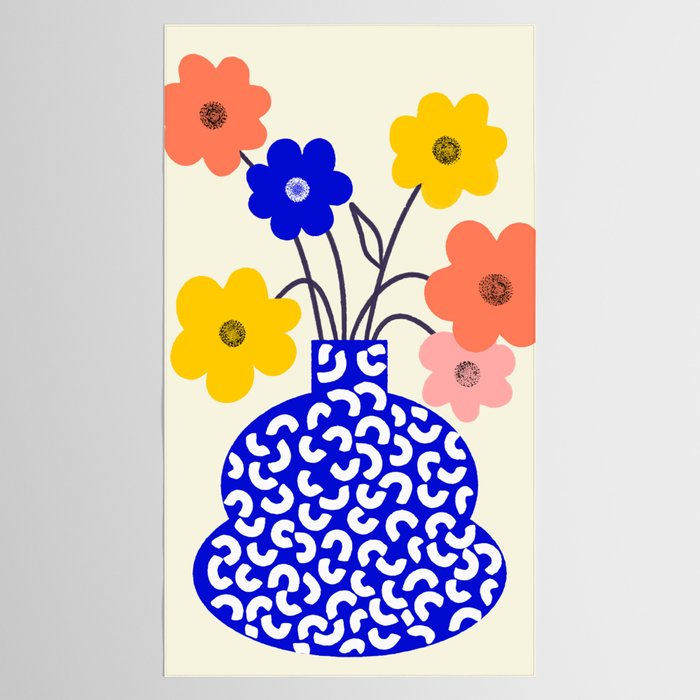 Inheritance, Flower Pot Botanical Floral, Eclectic Bohemian Concept Pop of Color, Dopamine Positivity Plants Nature Heredity Contemporary Tablecloth Gallery Image 2