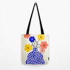 Inheritance, Flower Pot Botanical Floral, Eclectic Bohemian Concept Pop of Color, Dopamine Positivity Plants Nature Heredity Contemporary Tote Bag Gallery Image 2