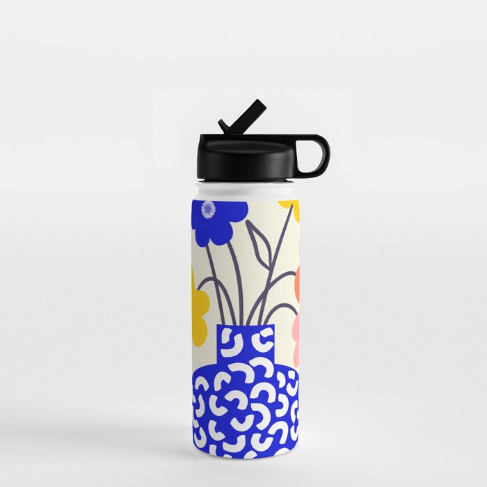 Inheritance, Flower Pot Botanical Floral, Eclectic Bohemian Concept Pop of Color, Dopamine Positivity Plants Nature Heredity Contemporary Water Bottle Gallery Image 1