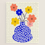 Inheritance, Flower Pot Botanical Floral, Eclectic Bohemian Concept Pop of Color, Dopamine Positivity Plants Nature Heredity Contemporary Jigsaw Puzzle Gallery Image 1