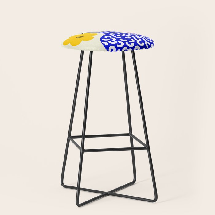 Inheritance, Flower Pot Botanical Floral, Eclectic Bohemian Concept Pop of Color, Dopamine Positivity Plants Nature Heredity Contemporary Stool Gallery Image 1