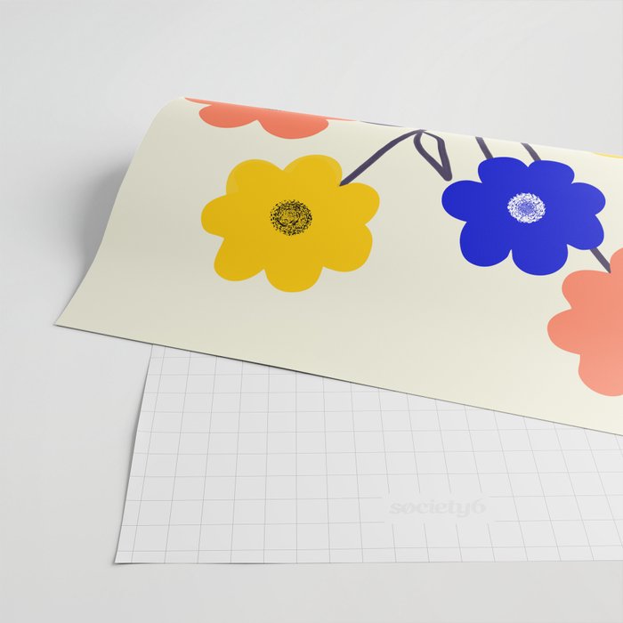 Inheritance, Flower Pot Botanical Floral, Eclectic Bohemian Concept Pop of Color, Dopamine Positivity Plants Nature Heredity Contemporary Wrapping Paper Gallery Image 2