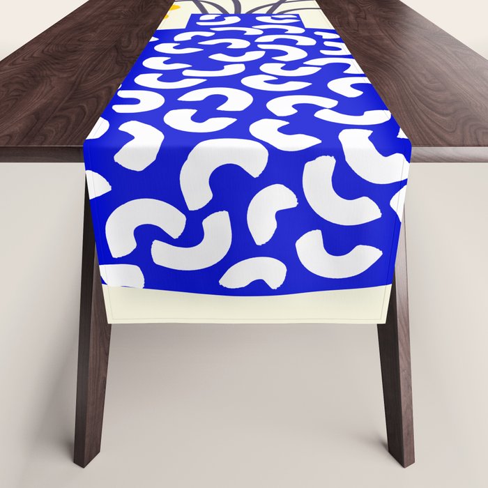 Inheritance, Flower Pot Botanical Floral, Eclectic Bohemian Concept Pop of Color, Dopamine Positivity Plants Nature Heredity Contemporary Table Runner Gallery Image 1