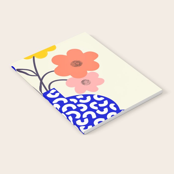 Inheritance, Flower Pot Botanical Floral, Eclectic Bohemian Concept Pop of Color, Dopamine Positivity Plants Nature Heredity Contemporary Notebook Gallery Image 1