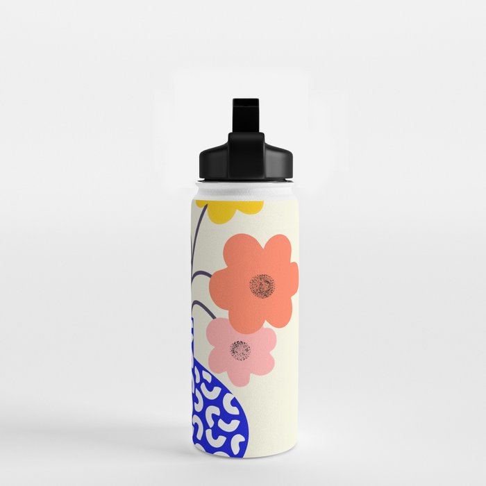Inheritance, Flower Pot Botanical Floral, Eclectic Bohemian Concept Pop of Color, Dopamine Positivity Plants Nature Heredity Contemporary Water Bottle Gallery Image 2