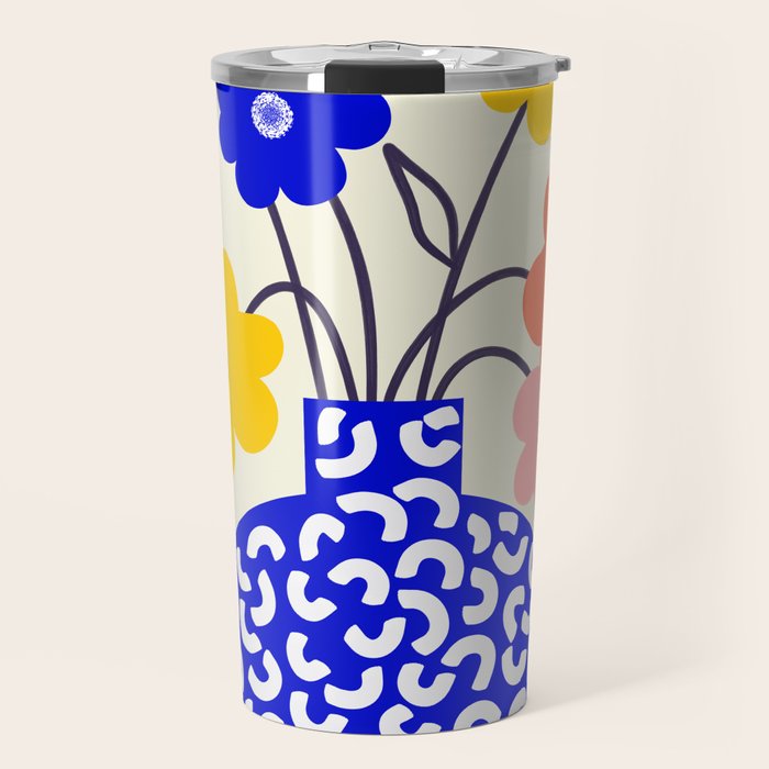Inheritance, Flower Pot Botanical Floral, Eclectic Bohemian Concept Pop of Color, Dopamine Positivity Plants Nature Heredity Contemporary Travel Mug Gallery Image 1