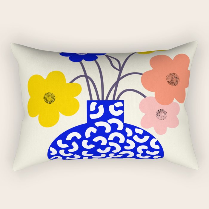 Inheritance, Flower Pot Botanical Floral, Eclectic Bohemian Concept Pop of Color, Dopamine Positivity Plants Nature Heredity Contemporary Rectangular Pillow Gallery Image 2
