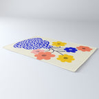 Inheritance, Flower Pot Botanical Floral, Eclectic Bohemian Concept Pop of Color, Dopamine Positivity Plants Nature Heredity Contemporary Rug Gallery Image 3