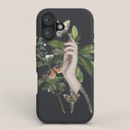 Minimal Collage/ Hand, Plants and Butterflies 7 iPhone Case Gallery Image 1