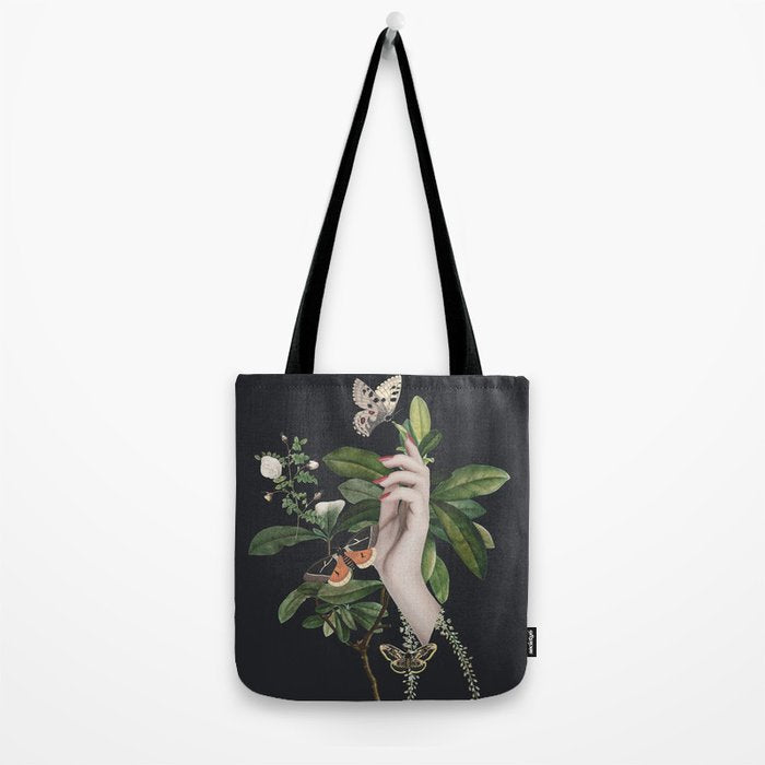 Minimal Collage/ Hand, Plants and Butterflies 7 Tote Bag Gallery Image 2