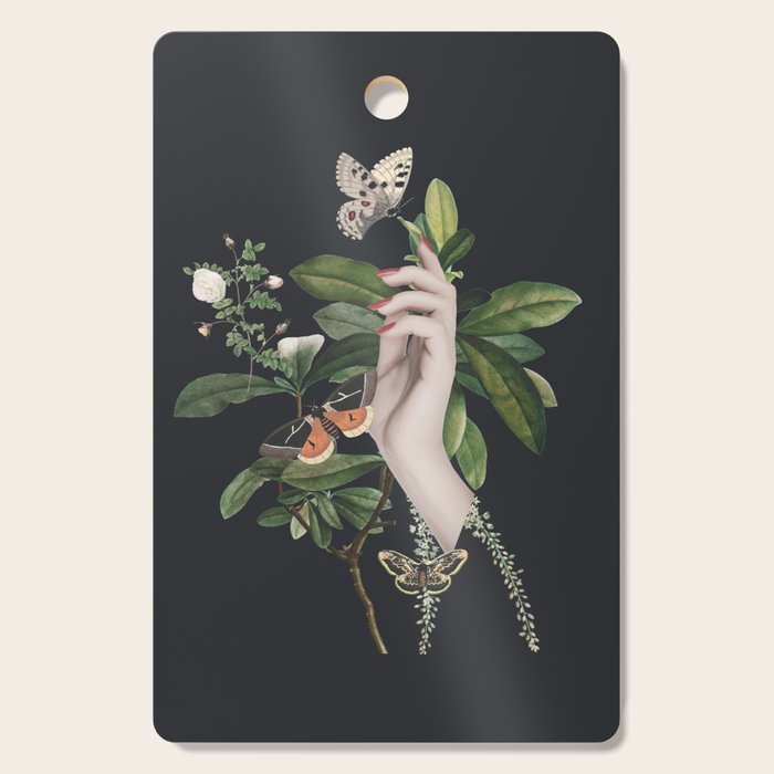 Minimal Collage/ Hand, Plants and Butterflies 7 Cutting Board Gallery Image 1