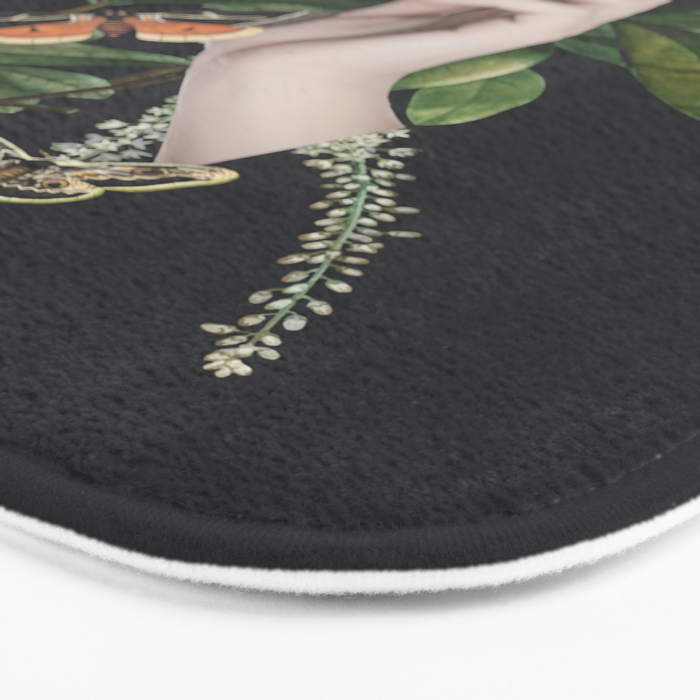 Minimal Collage/ Hand, Plants and Butterflies 7 Bath Mat Gallery Image 3