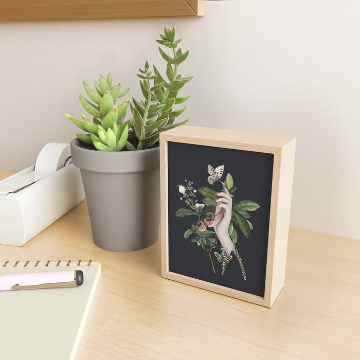 Minimal Collage/ Hand, Plants and Butterflies 7 Mini Art Print Gallery Image 2