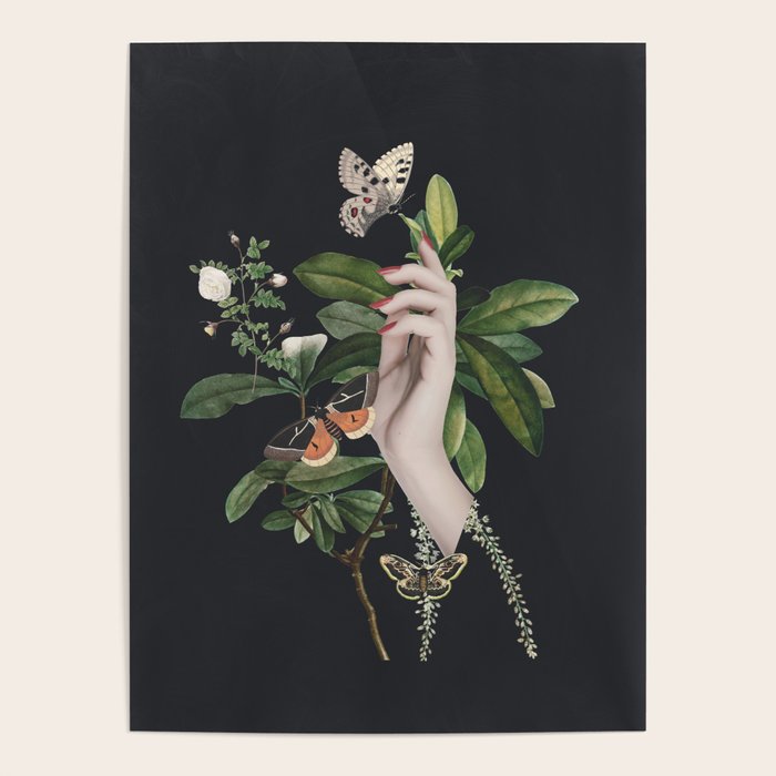 Minimal Collage/ Hand, Plants and Butterflies 7 Poster Gallery Image 4