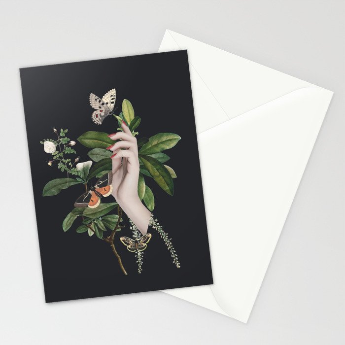 Minimal Collage/ Hand, Plants and Butterflies 7 Stationery Card Gallery Image 2