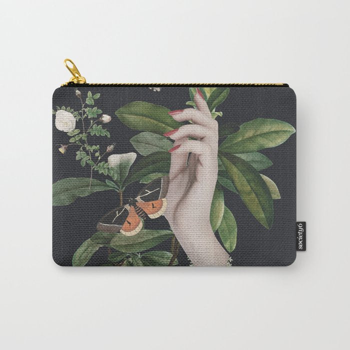 Minimal Collage/ Hand, Plants and Butterflies 7 Carry All Pouch Gallery Image 1