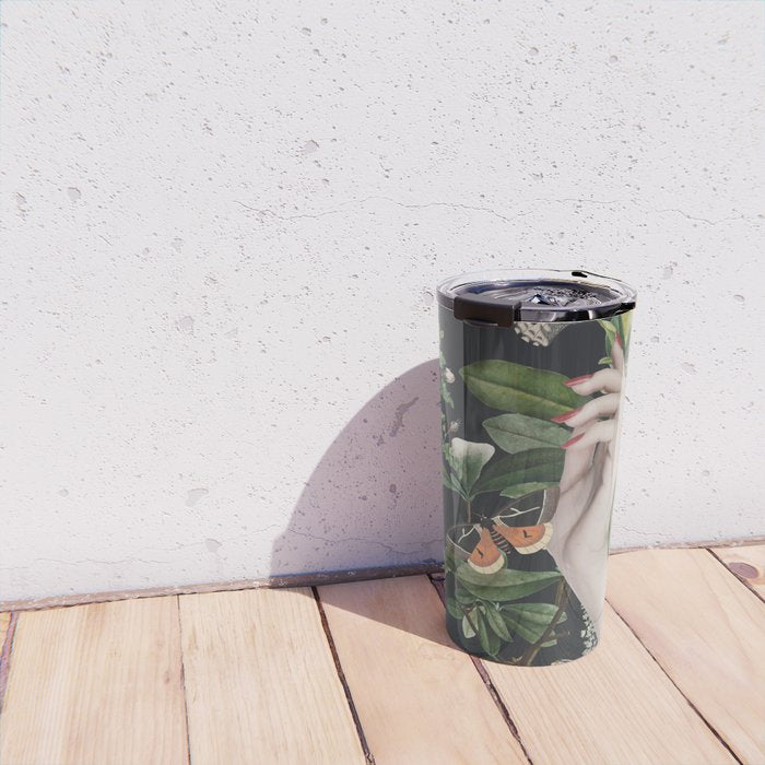 Minimal Collage/ Hand, Plants and Butterflies 7 Travel Mug Gallery Image 4