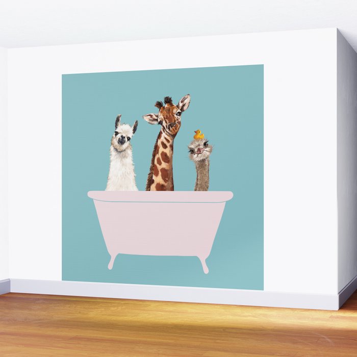 Playful Gangs in Bathtub Blue Wall Mural Gallery Image 2