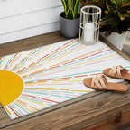 Retro Sunburst: Rainbow Edition Outdoor Rug Gallery Image 2
