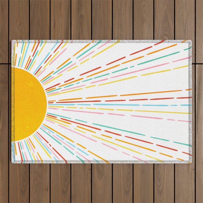 Retro Sunburst: Rainbow Edition Outdoor Rug Gallery Image 1