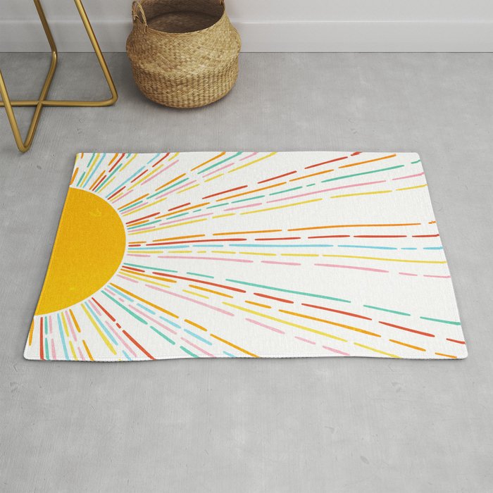 Retro Sunburst: Rainbow Edition Rug Gallery Image 1