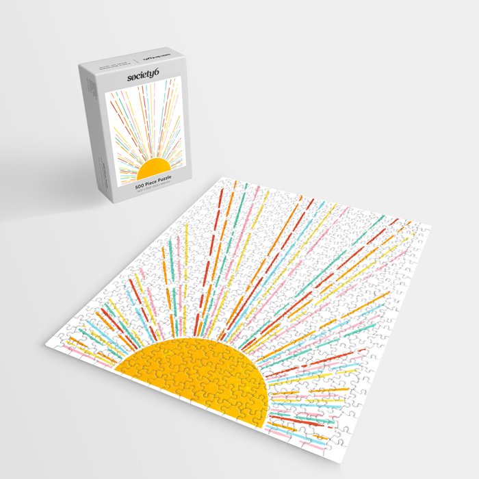 Retro Sunburst: Rainbow Edition Jigsaw Puzzle Gallery Image 2