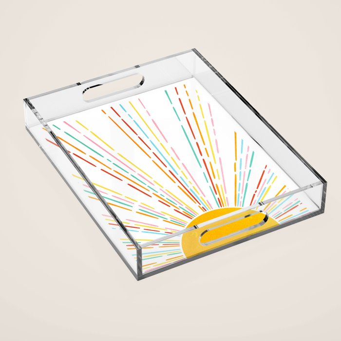 Retro Sunburst: Rainbow Edition Acrylic Tray Gallery Image 1
