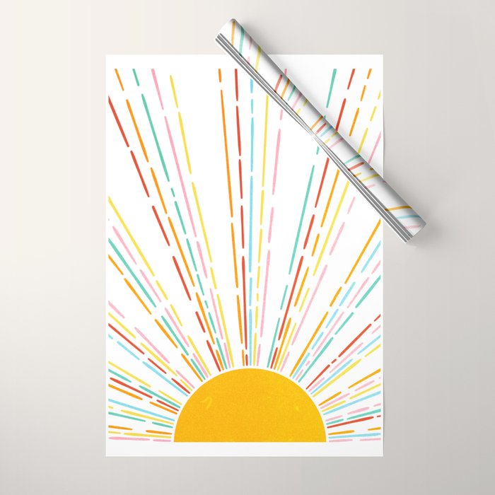 Retro Sunburst: Rainbow Edition Wrapping Paper Gallery Image 1