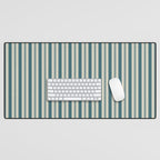 Vintage stripes wallpaper design dark teal pattern Desk Mat Gallery Image 1