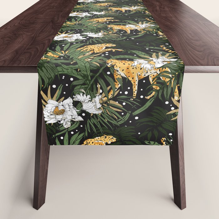 Cheetah in the glamorous nocturnal jungle Table Runner Gallery Image 1