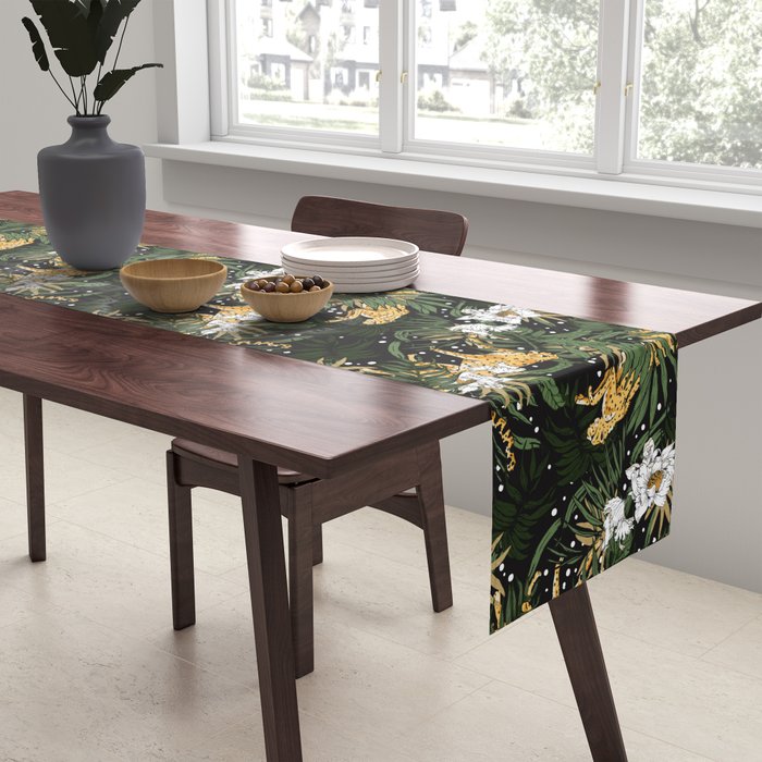 Cheetah in the glamorous nocturnal jungle Table Runner Gallery Image 2