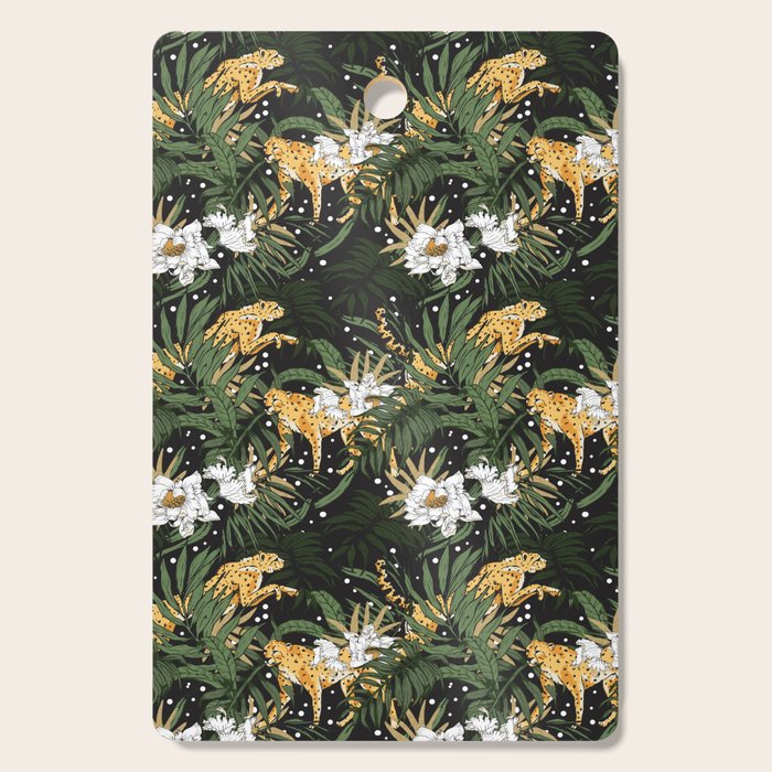 Cheetah in the glamorous nocturnal jungle Cutting Board Gallery Image 1