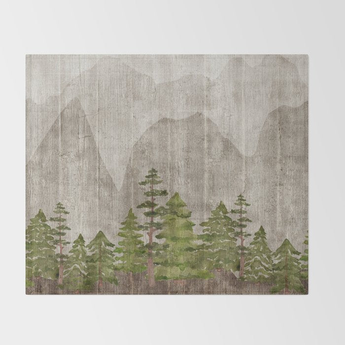 Mountain Range Woodland Forest Throw Blanket Gallery Image 2