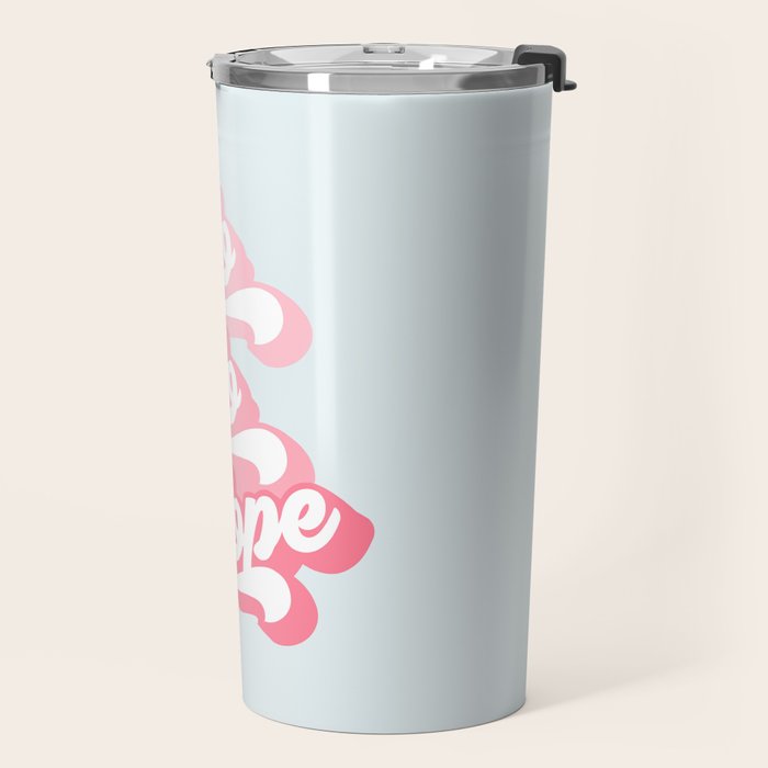 Retro Christmas Pun 'Ho Ho Hope' #positivevibes #Pink Travel Mug Gallery Image 2