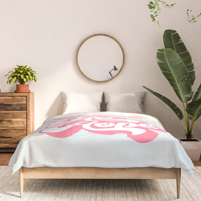Retro Christmas Pun 'Ho Ho Hope' #positivevibes #Pink Comforter Gallery Image 3