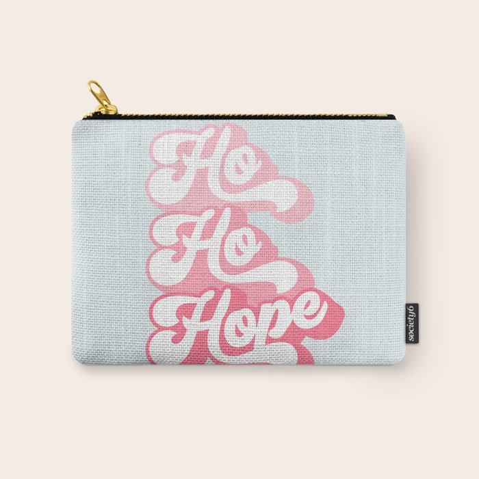 Retro Christmas Pun 'Ho Ho Hope' #positivevibes #Pink Carry All Pouch Gallery Image 1
