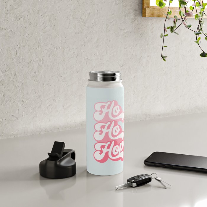 Retro Christmas Pun 'Ho Ho Hope' #positivevibes #Pink Water Bottle Gallery Image 4