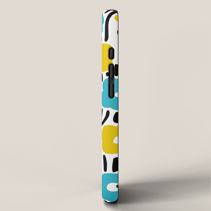 Wild Flowers Pattern Turquoise and Yellow iPhone Case Gallery Image 2
