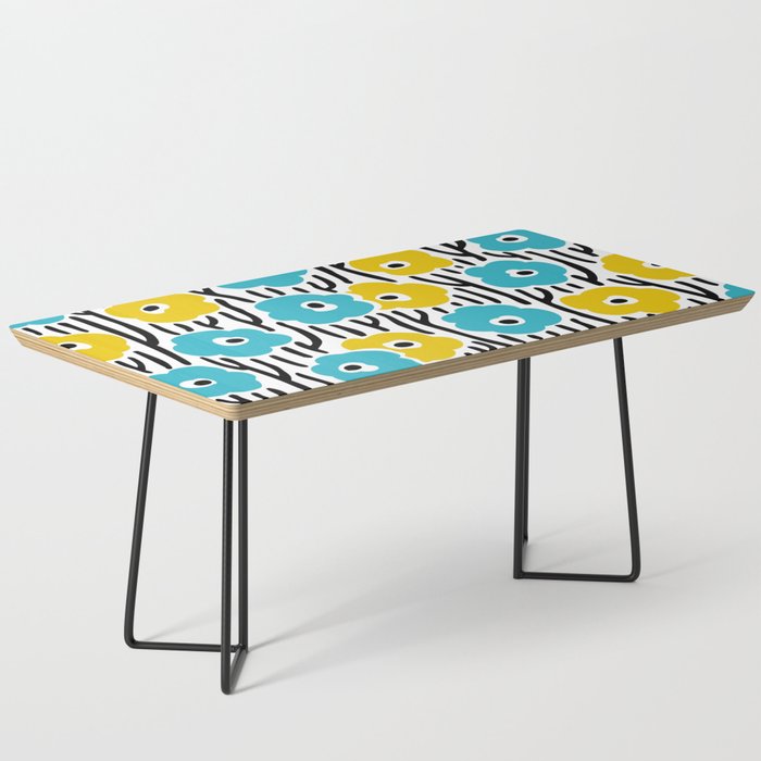Wild Flowers Pattern Turquoise and Yellow Coffee Table Gallery Image 1
