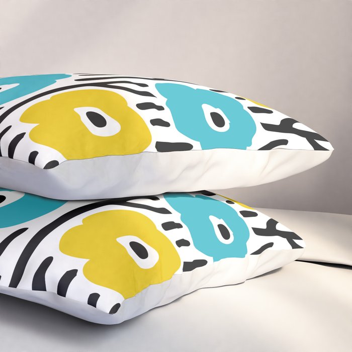 Wild Flowers Pattern Turquoise and Yellow Pillow Sham Gallery Image 3