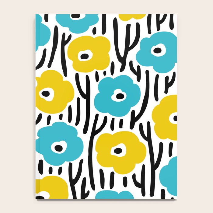 Wild Flowers Pattern Turquoise and Yellow Notebook Gallery Image 4
