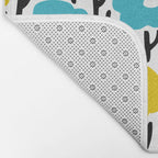 Wild Flowers Pattern Turquoise and Yellow Bath Mat Gallery Image 2