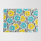 Wild Flowers Pattern Turquoise and Yellow Rug Gallery Image 2