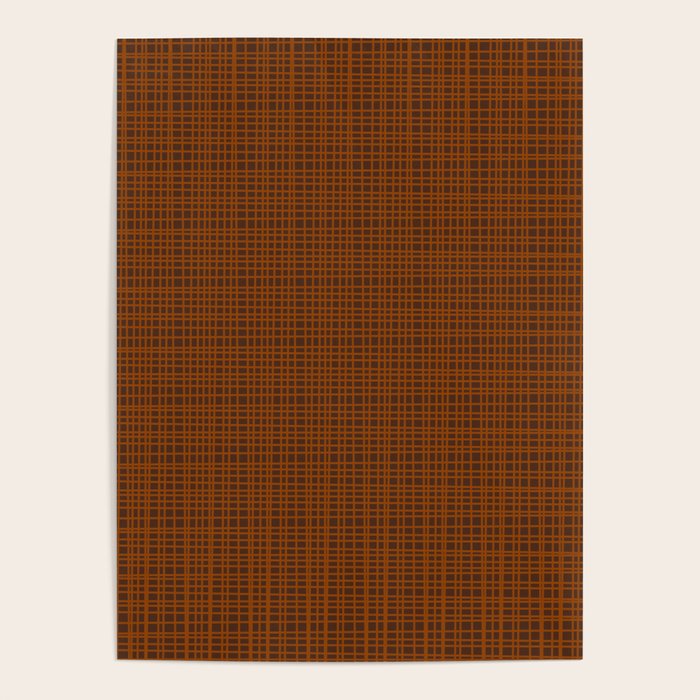 Mid Century Modern Fine Weave Minimalist Retro Woven Pattern in Brown Poster Gallery Image 4