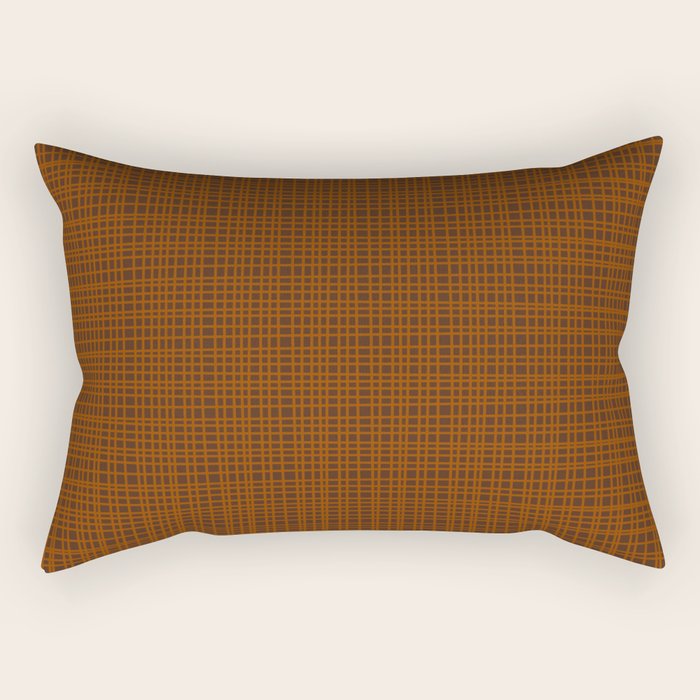 Mid Century Modern Fine Weave Minimalist Retro Woven Pattern in Brown Rectangular Pillow Gallery Image 2