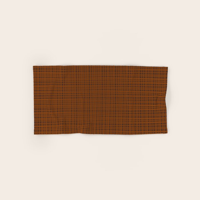 Mid Century Modern Fine Weave Minimalist Retro Woven Pattern in Brown Bath Towel Gallery Image 1