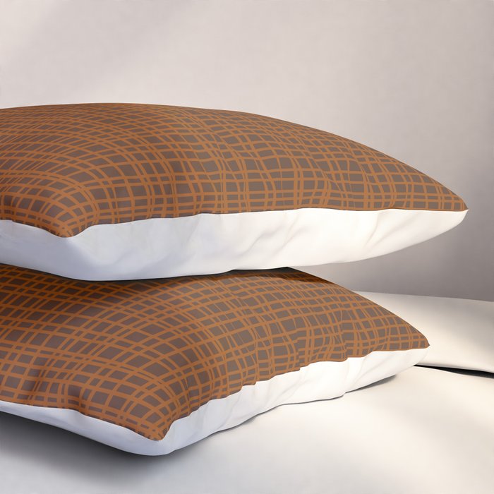 Mid Century Modern Fine Weave Minimalist Retro Woven Pattern in Brown Pillow Sham Gallery Image 3