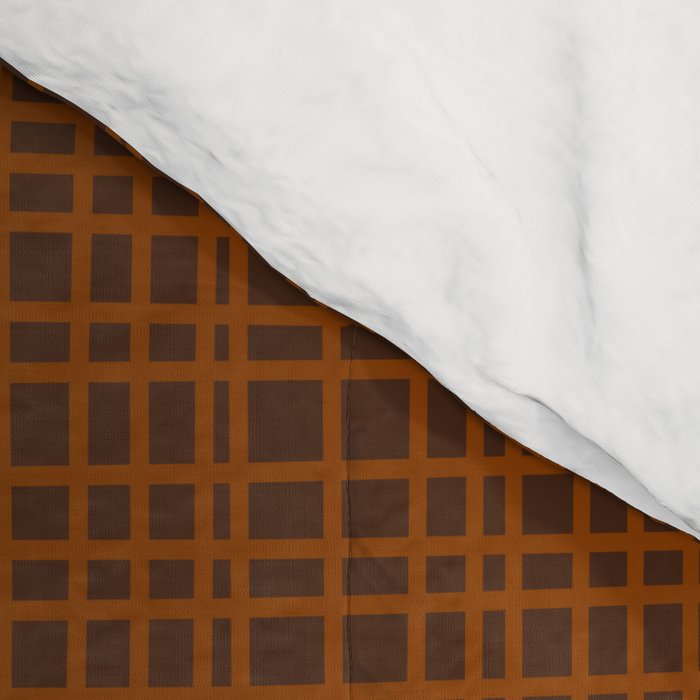 Mid Century Modern Fine Weave Minimalist Retro Woven Pattern in Brown Comforter Gallery Image 4